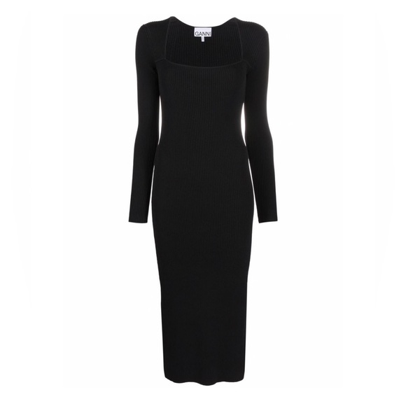 Ganni Square-neck Midi Knit Dress 98% New! - Picture 3 of 3